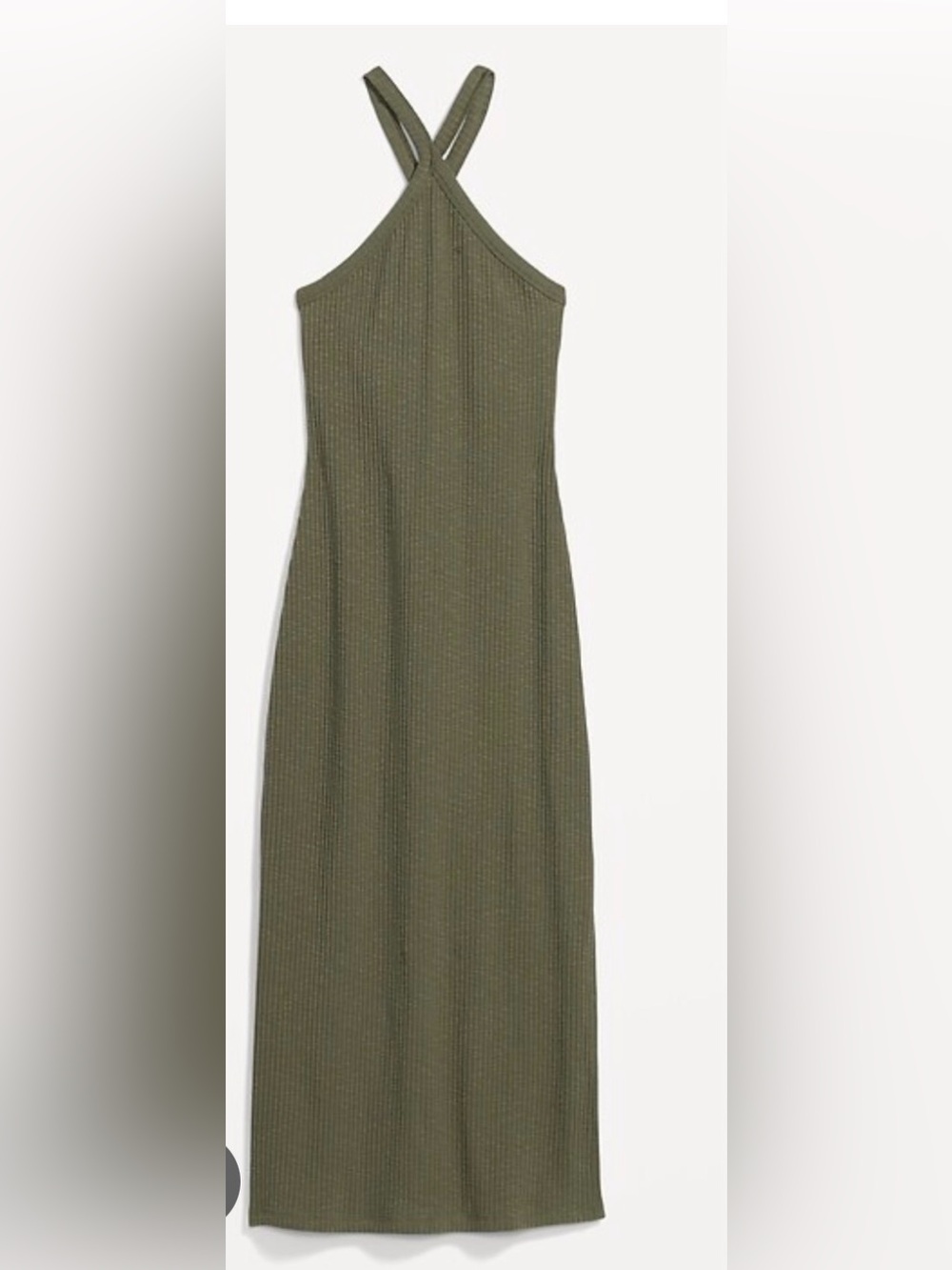 Old Navy Ribbed Halter Midi Dress Olive Green Size XL NWT